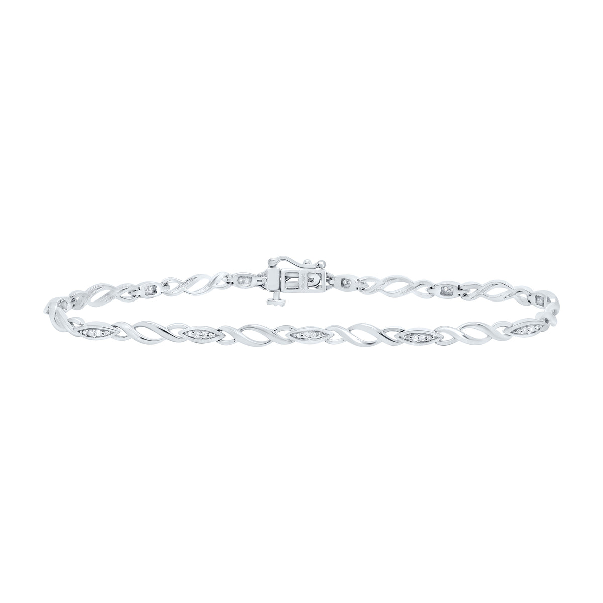 Sterling Silver 1/6 CTW-Natural Diamond Gift Ladies Bracelet (7 Inch )