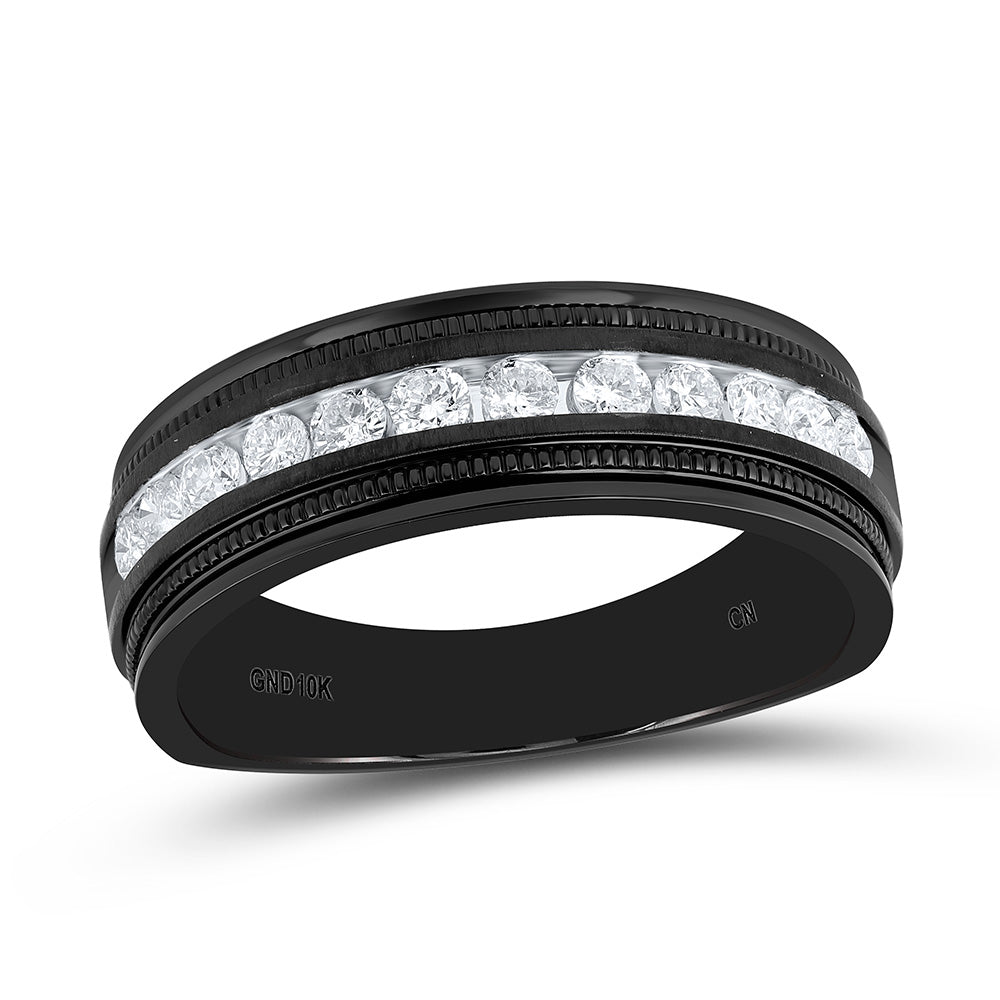 10k Gold 1/2 CTW-Natural Diamond Mens Machine Set Band