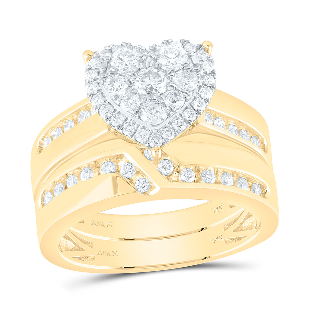 14k Gold 1 CTW-Natural Diamond Heart Trio Set