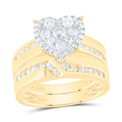 14k Gold 1 CTW-Natural Diamond Heart Trio Set