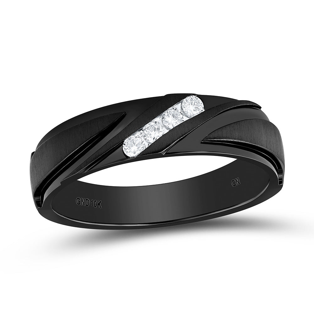 10k Gold 1/6 CTW-Natural Diamond Mens Machine Set Band