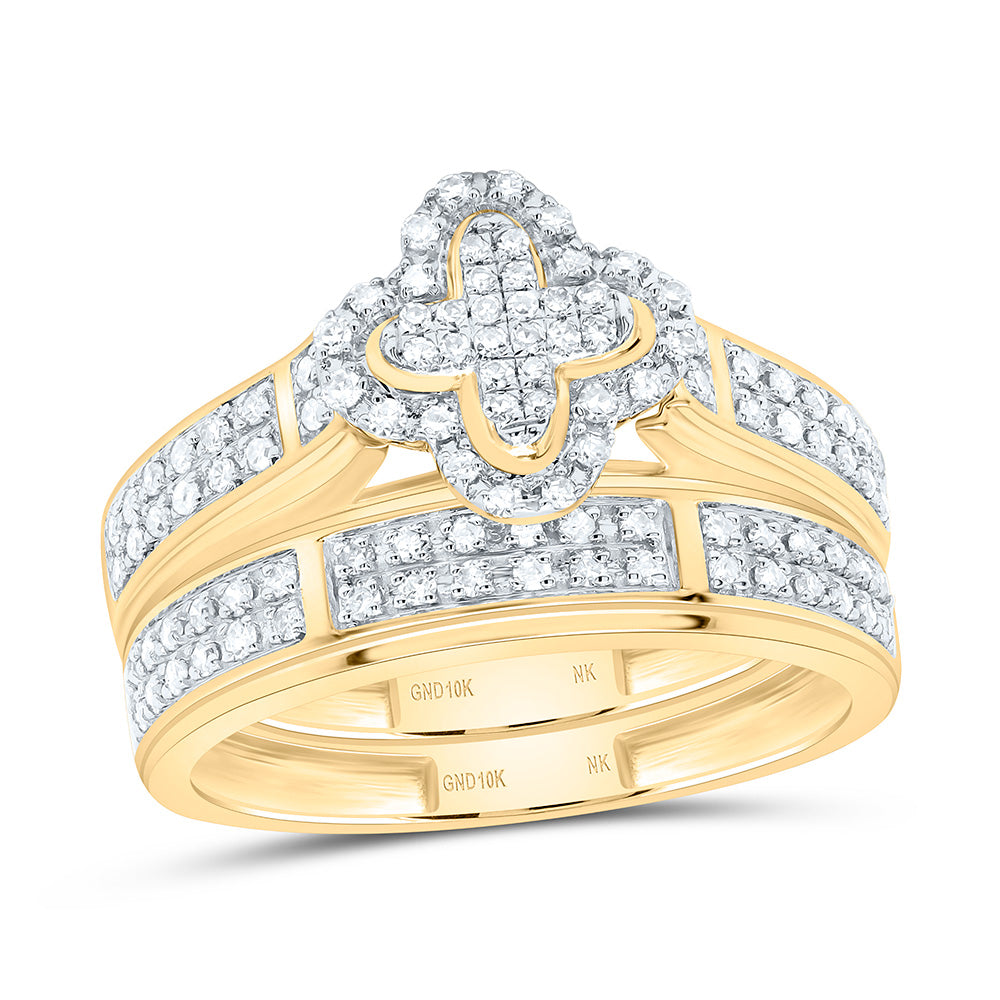 10k Gold 1/2 CTW-Natural Diamond Fashion Clover Trio Set