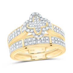 10k Gold 1/2 CTW-Natural Diamond Fashion Clover Trio Set