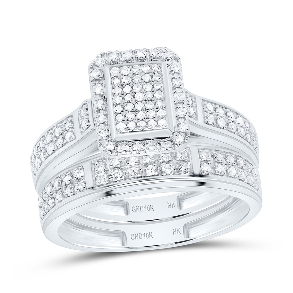 10k Gold 5/8 CTW-Natural Diamond Fashion Emerald Trio Set