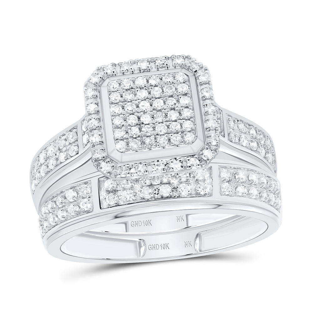 10k Gold 5/8 CTW-Natural Diamond Fashion Cushion Trio Set