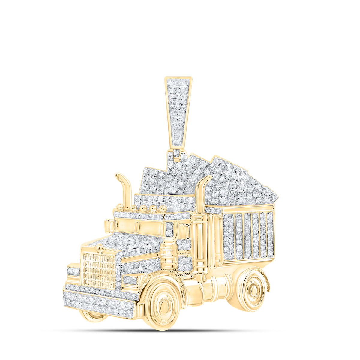 10k Gold 1 CTW-Natural Diamond Truck Mens Charm