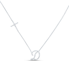 10k Gold 1/4 CTW-Natural Diamond Gift Initial "D" Cross Necklace (18 Inch )