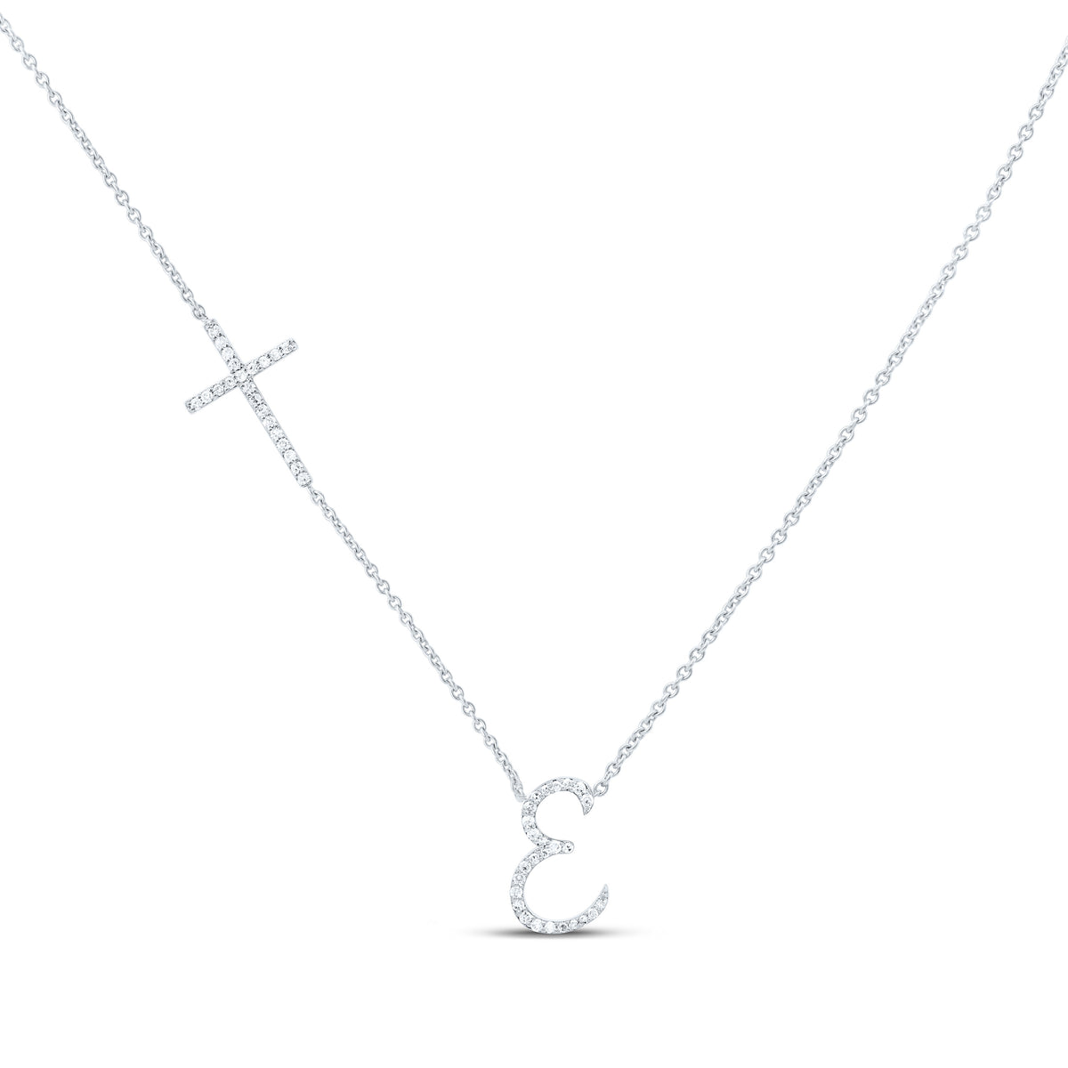 10k Gold 1/5 CTW-Natural Diamond Gift Initial "E" Cross Necklace (18 Inch )