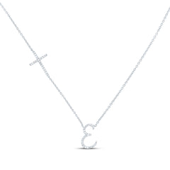 10k Gold 1/5 CTW-Natural Diamond Gift Initial "E" Cross Necklace (18 Inch )