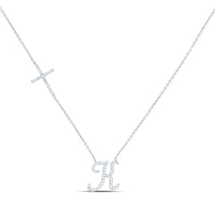 10k Gold 1/4 CTW-Natural Diamond Gift Initial "K" Cross Necklace (18 Inch )