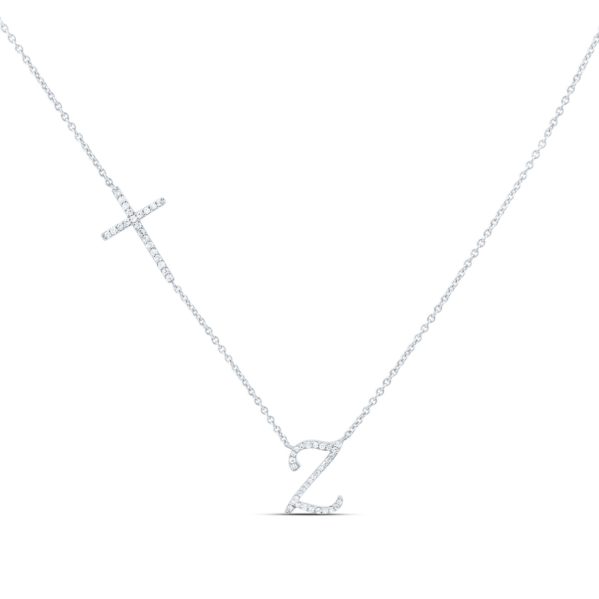 10k Gold 1/5 CTW-Natural Diamond Gift Initial "Z" Cross Necklace (18 Inch )