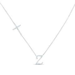 10k Gold 1/5 CTW-Natural Diamond Gift Initial "Z" Cross Necklace (18 Inch )