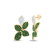 14k Gold 1/4 CTW-Natural Diamond 1 CTW-Rd-Em Natural Gemstone Earring