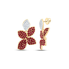 14k Gold 1/4 CTW-Natural Diamond 1 3/8 CTW-Rd-Ru Natural Gemstone Earring