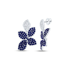 14k Gold 1/4 CTW-Natural Diamond 1 5/8 CTW-Rd-Bs Natural Gemstone Earring