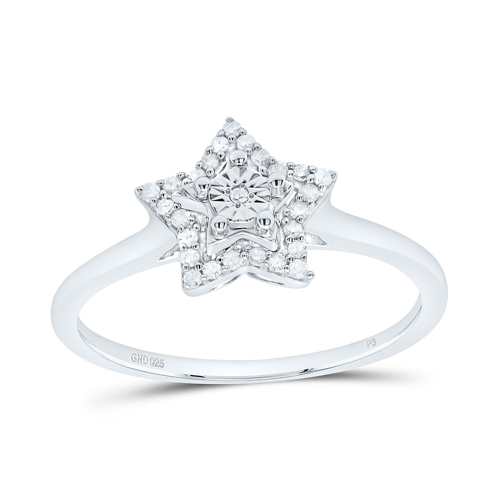 Sterling Silver 1/10 CTW-Natural Diamond Gift Star Ring
