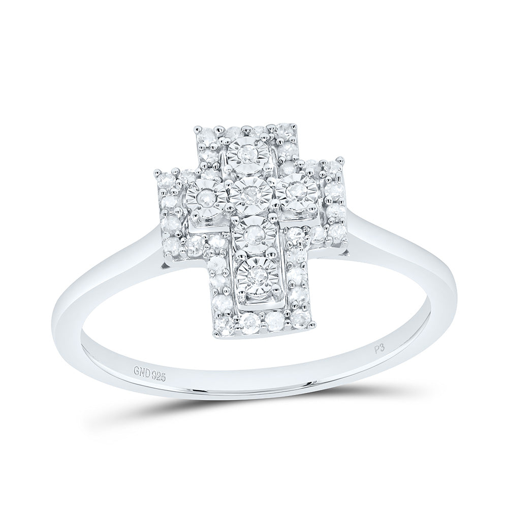 Sterling Silver 1/6 CTW-Natural Diamond Gift Cross Ring