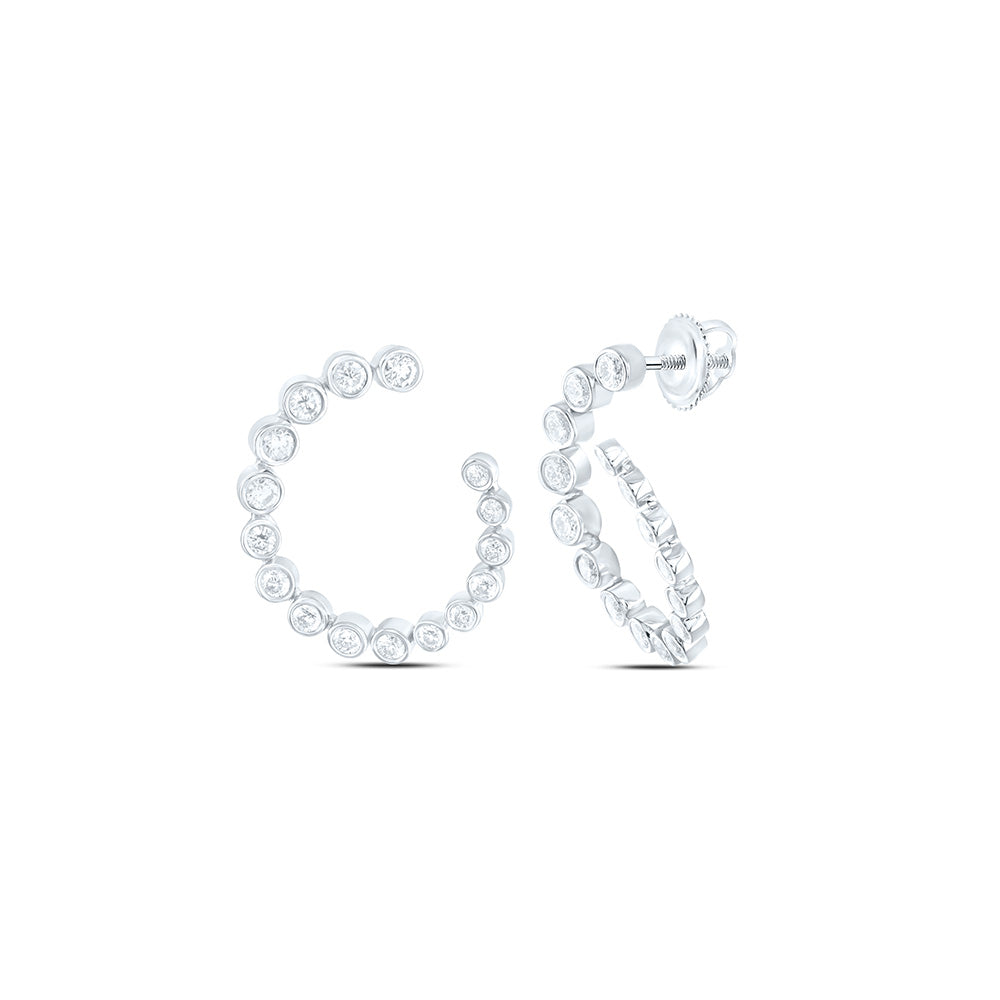 14k Gold 3/4 CTW-Natural Diamond Fashion Hoops Earring