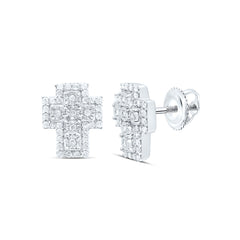Sterling Silver 1/3 CTW-Natural Diamond Gift Cross Earring