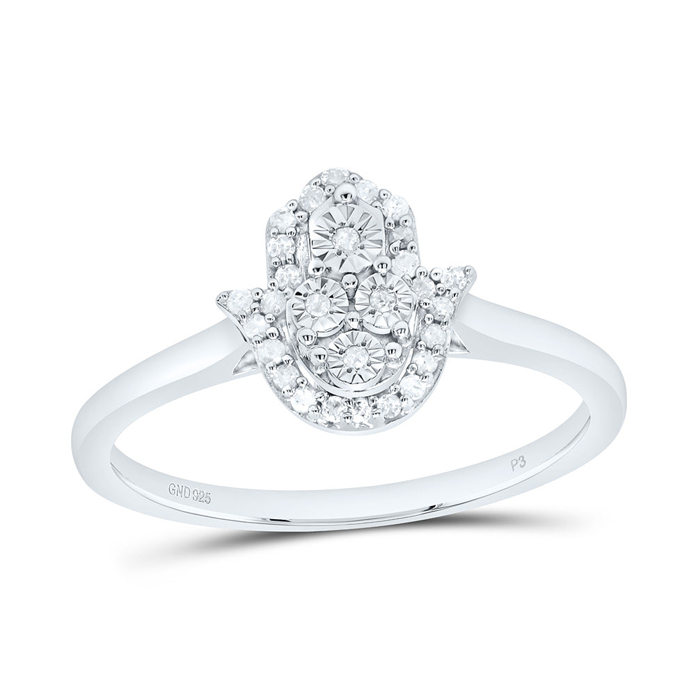 Sterling Silver 1/10 CTW-Natural Diamond Gift Hamsa Ring