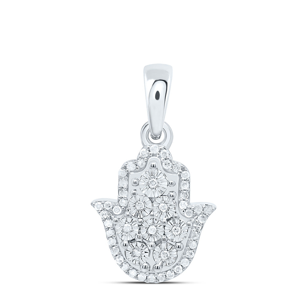 Sterling Silver 1/5 CTW-Natural Diamond Gift Hamsa Pendant
