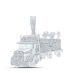 Sterling Silver 1 CTW-Natural Diamond Truck Mens Charm
