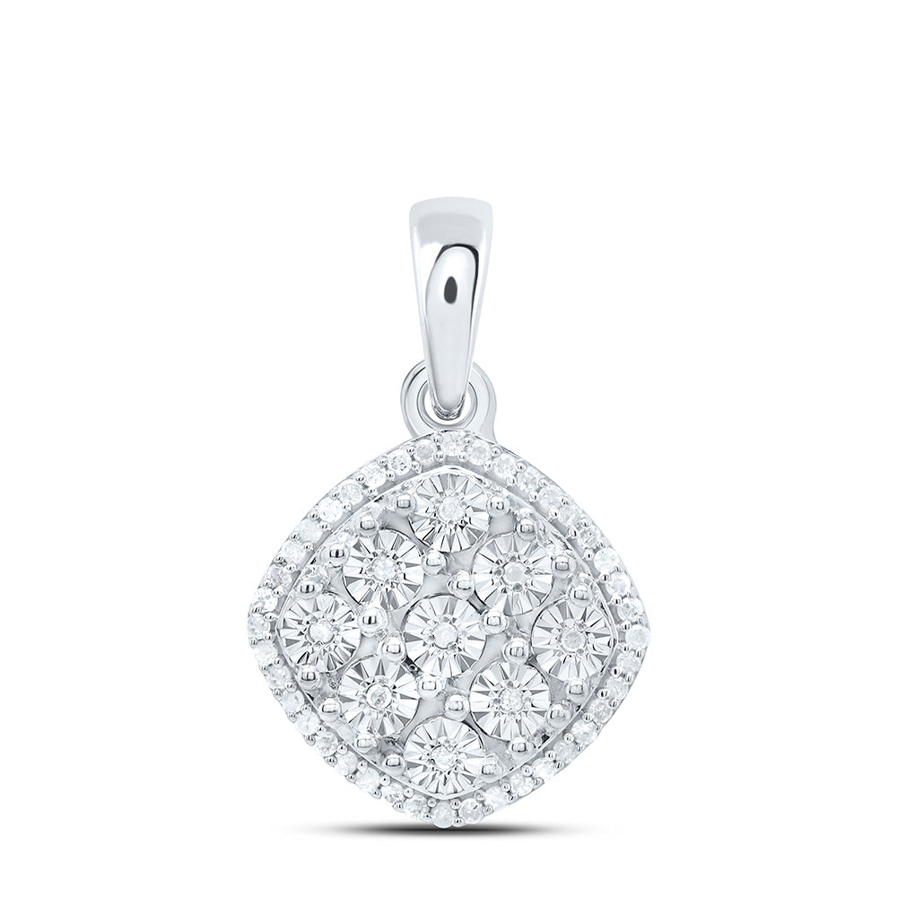 Sterling Silver 1/5 CTW-Natural Diamond Gift Curved Fanuk Pendant
