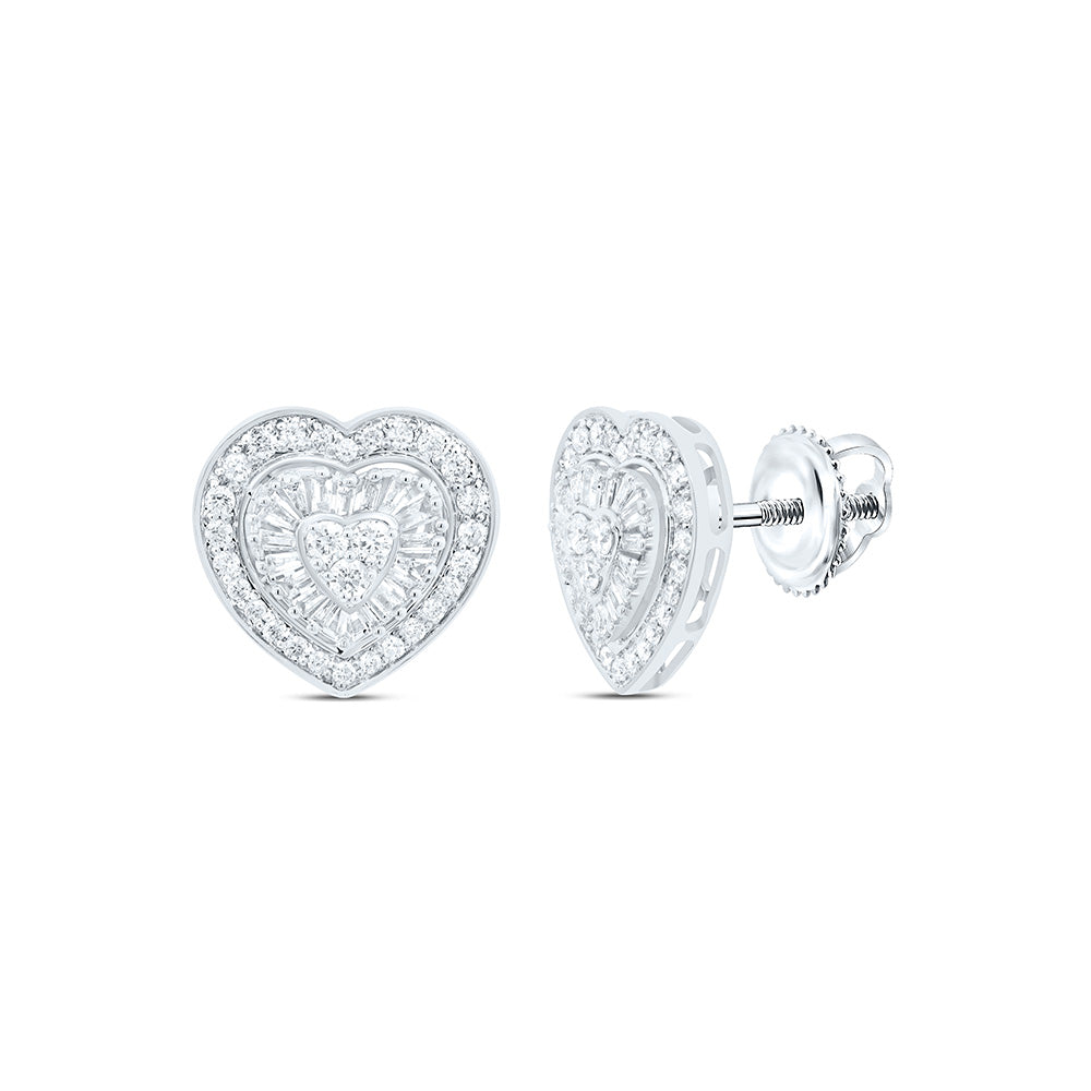 10k Gold 5/8 CTW-Natural Diamond Fashion Heart Earring