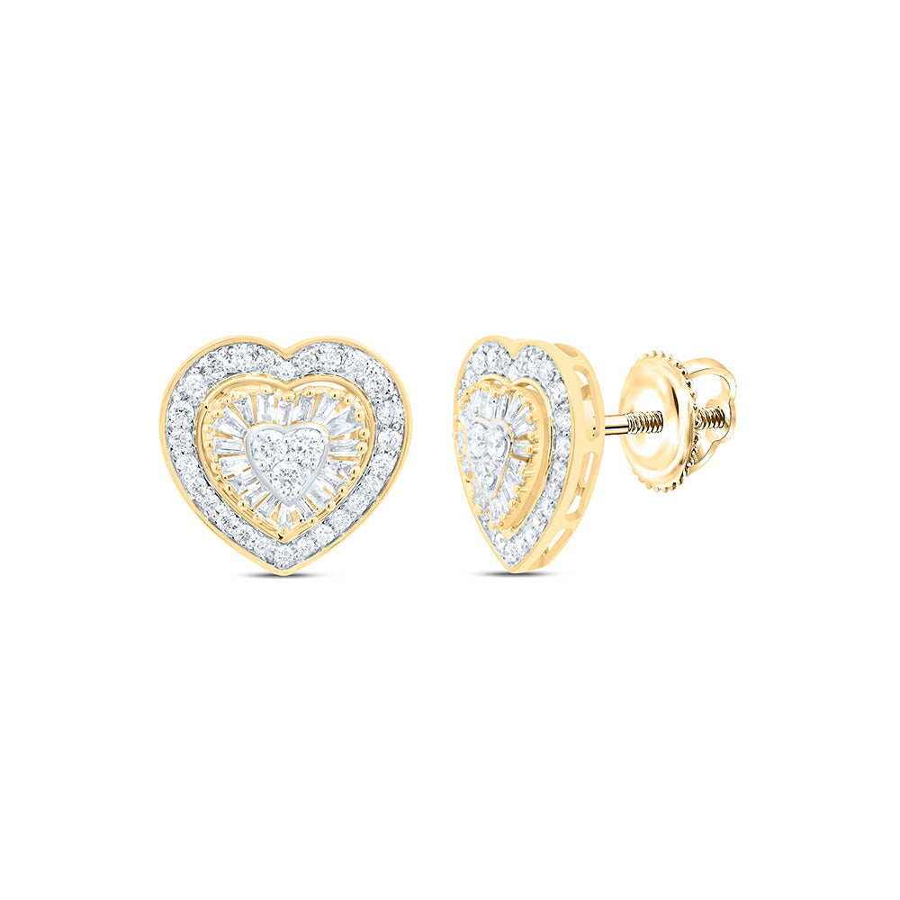 14k Gold 5/8 CTW-Natural Diamond Fashion Heart Earring
