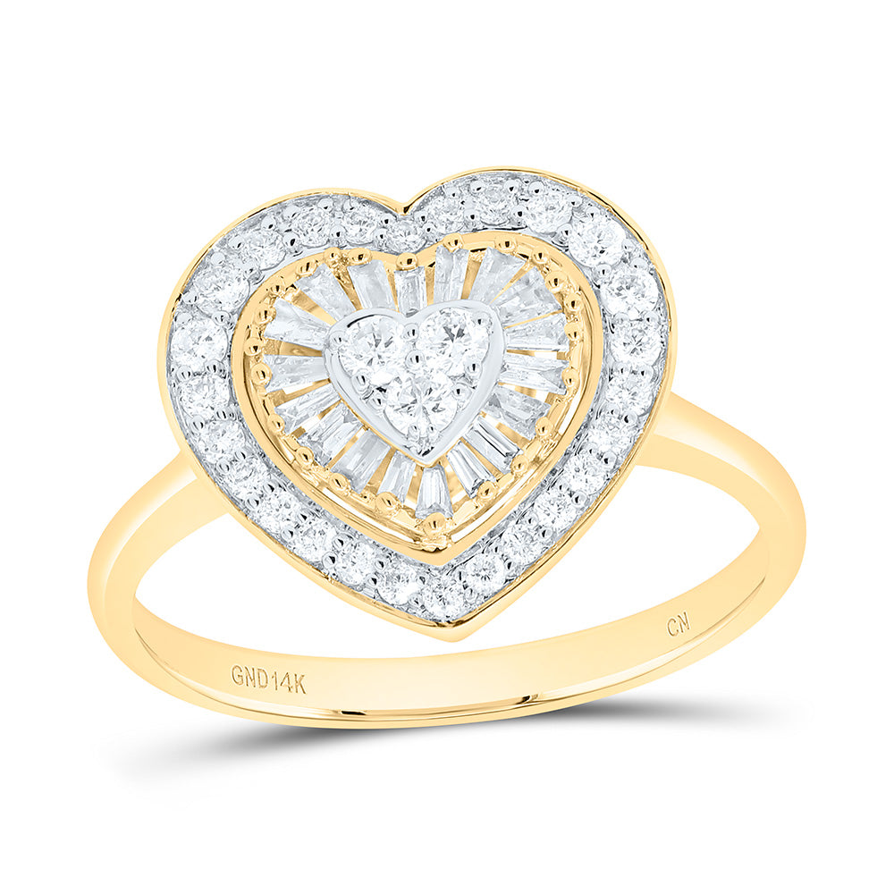 14k Gold 1/2 CTW-Natural Diamond Fashion Heart Ring
