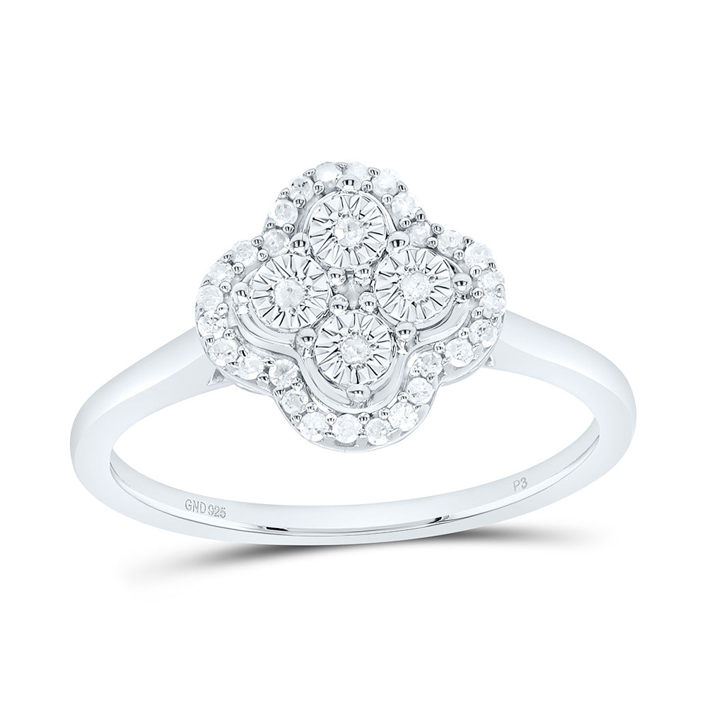 Sterling Silver 1/8 CTW-Natural Diamond Gift Clover Fanuk Ring