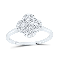 Sterling Silver 1/8 CTW-Natural Diamond Gift Clover Fanuk Ring