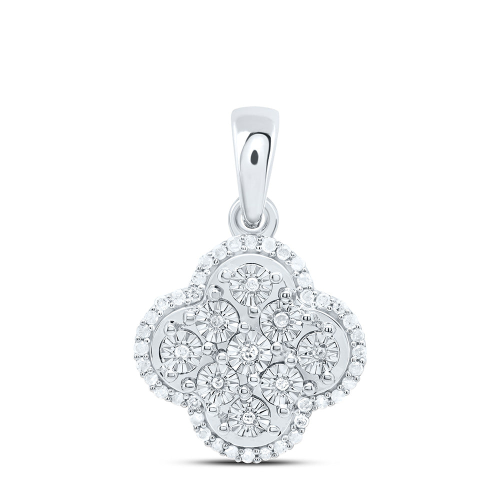 Sterling Silver 1/5 CTW-Natural Diamond Gift Clover Fanuk Pendant