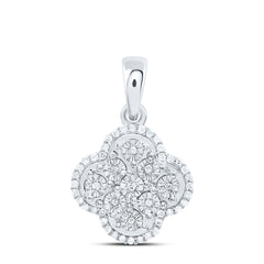 Sterling Silver 1/5 CTW-Natural Diamond Gift Clover Fanuk Pendant
