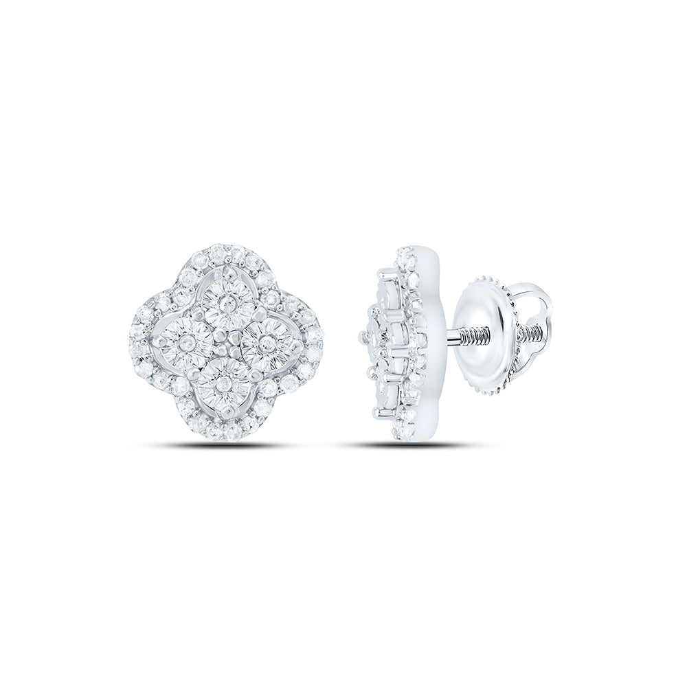 Sterling Silver 1/4 CTW-Natural Diamond Gift Clover Fanuk Earring