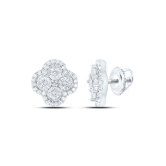 Sterling Silver 1/4 CTW-Natural Diamond Gift Clover Fanuk Earring