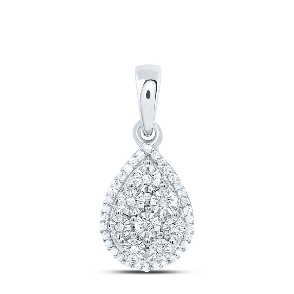 Sterling Silver 1/6 CTW-Natural Diamond Gift Fanuk Pear Pendant