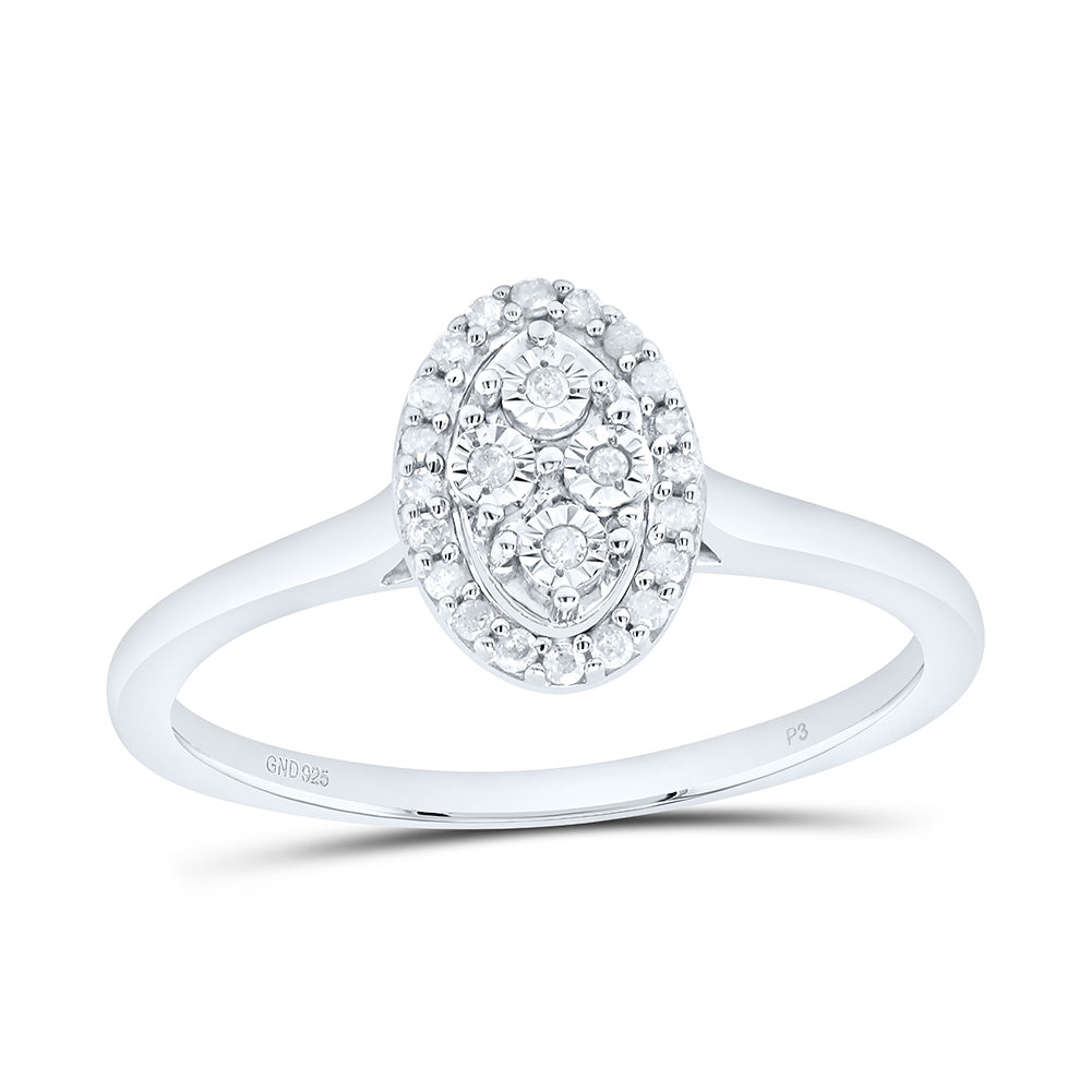 Sterling Silver 1/10 CTW-Natural Diamond Gift Fanuk Oval Ring