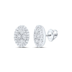 Sterling Silver 1/5 CTW-Natural Diamond Gift Fanuk Oval Earring