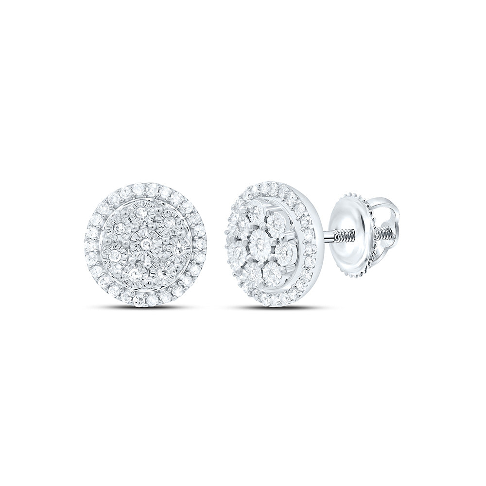 Sterling Silver 1/4 CTW-Natural Diamond Gift Fanuk Round Earring