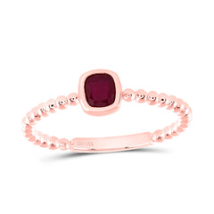 14k Gold 4.2X.8MM-Cu-Ru Natural Gemstone Cushion Ladies Ring