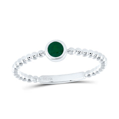 14k Gold 3.2MM-Rd-Em Natural Gemstone Round Ladies Ring
