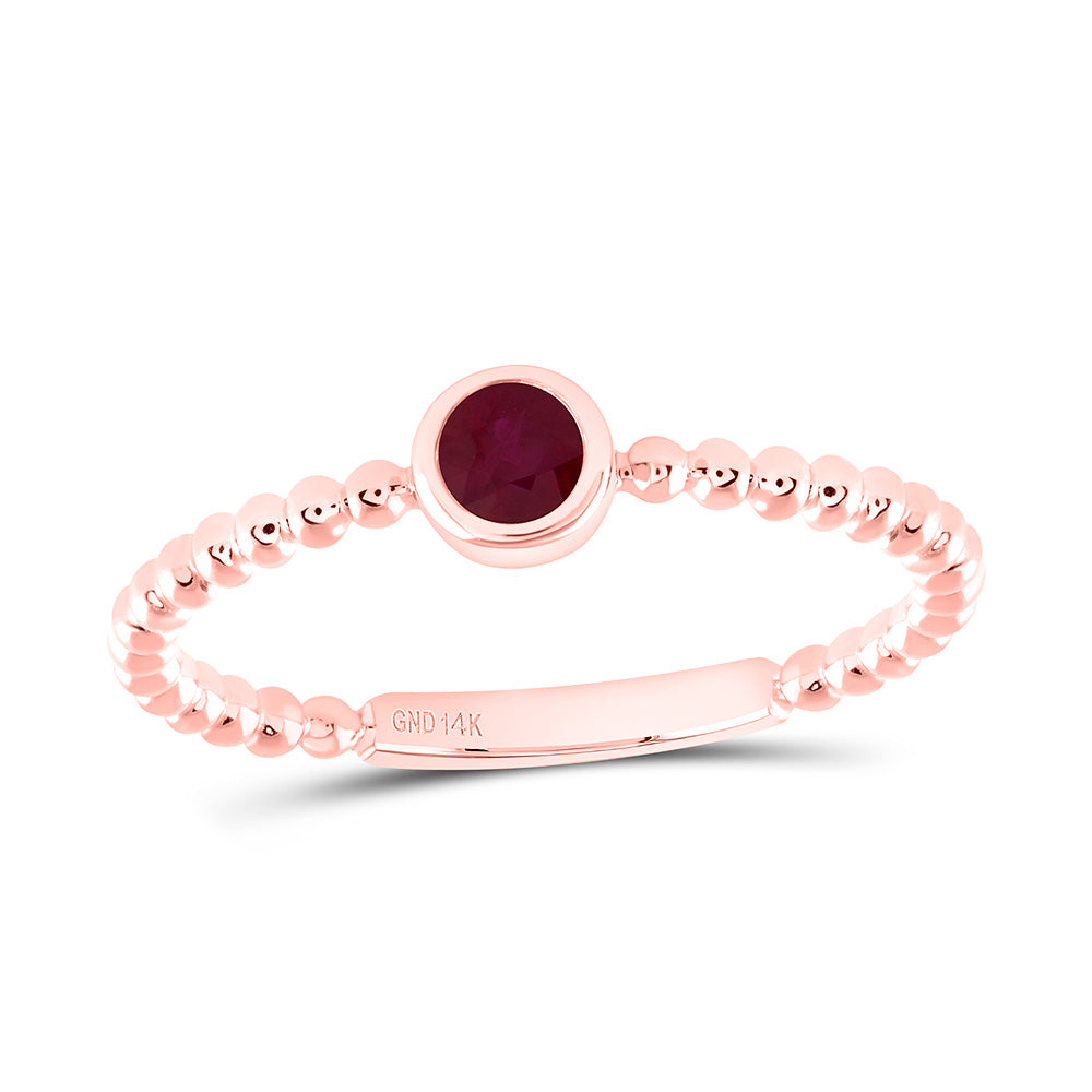 14k Gold 3.2MM-Rd-Ru Natural Gemstone Round Ladies Ring