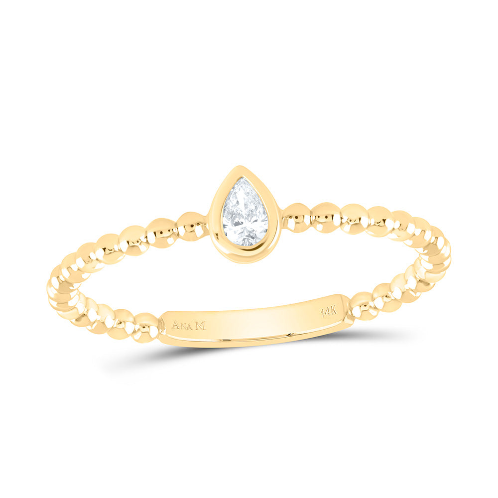 14k Gold 1/12 CTW-Natural Diamond Ps-I1 Fashion Pear Ladies Ring