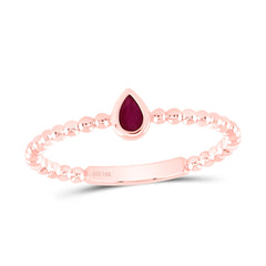 14k Gold 4X3MM-Ps-Ru Natural Gemstone Pear Ladies Ring