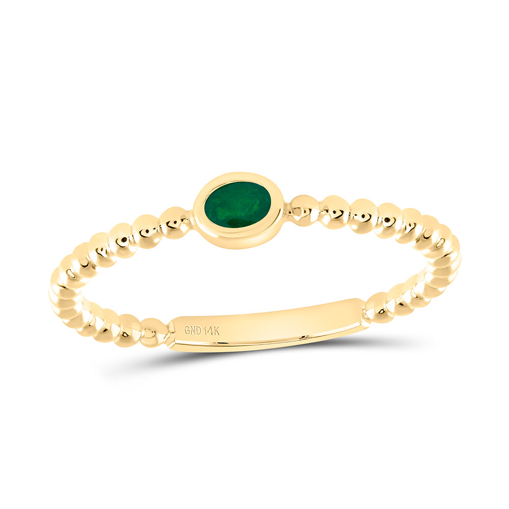 14k Gold 4X3MM-Ov-Em Natural Gemstone Oval Ladies Ring