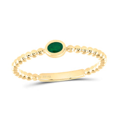 14k Gold 4X3MM-Ov-Em Natural Gemstone Oval Ladies Ring