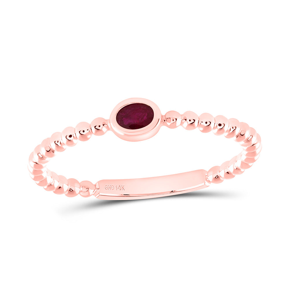 14k Gold 4X3MM-Ov-Ru Natural Gemstone Oval Ladies Ring