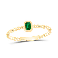 14k Gold 3.7X.6MM-Em-Em Natural Gemstone Emerald Ladies Ring