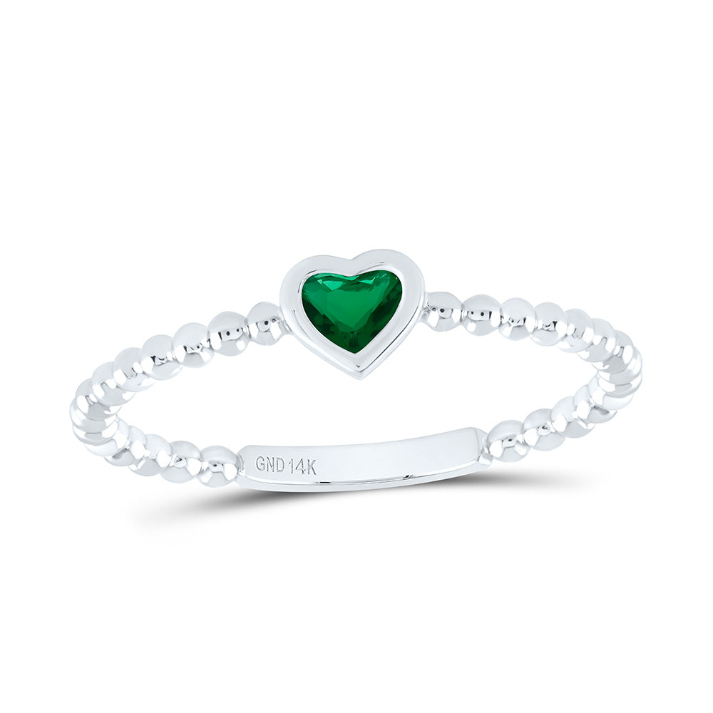 14k Gold 3.4X.4MM-Hs-Em Natural Gemstone Heart Ladies Ring